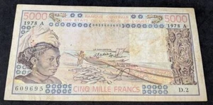 Estados de África Occidental 1978 - Costa de Marfil - Billete de 5000 francos - Firma 12 - Imagen 1 de 1