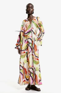 H&M Lace-up kaftan dress (Cream/Patterned) - Picture 1 of 8
