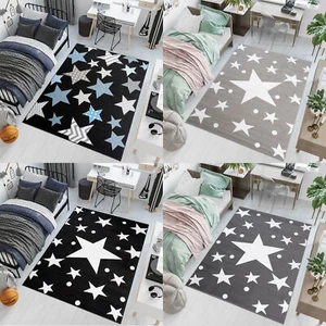 Alfombra moderna de pelo corto patrón de estrellas gris azul salón habitación juvenil - Imagen 1 de 37