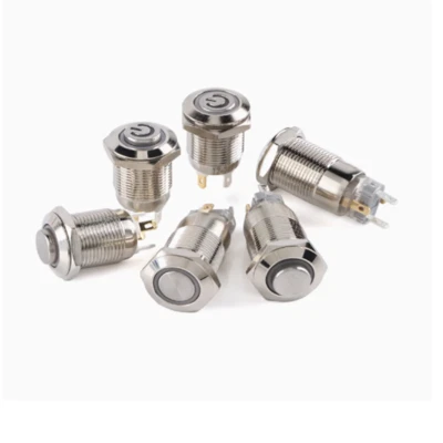 12MM Metal Switch Round Flat/high Surface Self Reset/locking 12-24V Power Button - Image 1 of 4