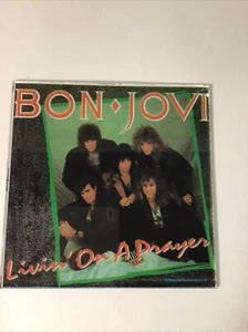 BON JOVI "LIVIN' ON A PRAYER" 1980er KARNEVALSPREIS GLAS SPIEGEL/BILD - 6 "x 6" - Bild 1 von 7