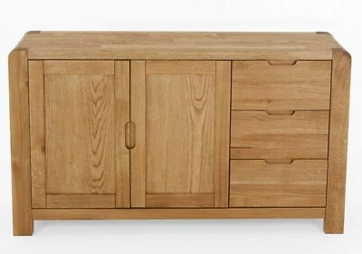 Ascot Chunky Oak Large Sideboard / Large Storage Unit with 3 Drawers - Image 1 of 4