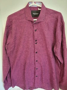 Maceoo Men's L (4) Burgundy Woven Cotton Flip Cuff MSRP $168 - Picture 1 of 8