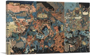 Ghosts, Devils, and the King of Hell Canvas Art Print by Utagawa Kuniyoshi - Picture 1 of 11