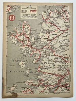 1950s Wonderful Britain map, Places to visit, Fort William, 26x20cm    **[26716] - Image 1 of 2