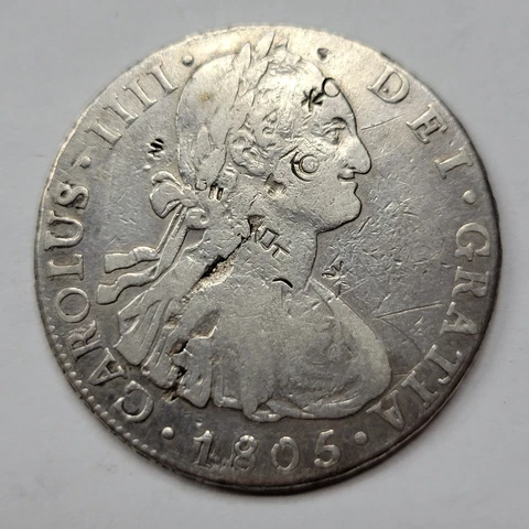 1805 Spanish Silver 8 Reales with Chopmarks Nice Type Potosi Bolivia PTS *D162 Cover