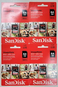 4X SanDisk Imagemate SDXC UHS-I 120MB/S 64GB Carte Mémoire (Neuf) (Set 4) - Photo 1 sur 7