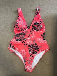 NWT Coral and Black floral Plus Size one piece swimsuit - Picture 1 of 3