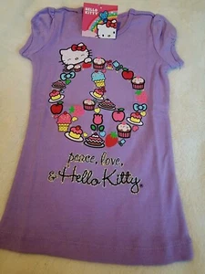 HELLO KITTY Girls Shirt Short Sleeve Purple Size 4 5  NEW - Picture 1 of 4