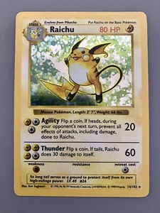 Shadowless Raichu 14/102 Base Holo Rare Vintage 1999 Pokemon Card - Picture 1 of 2
