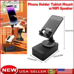 HiFi Speaker Phone Holder Mount Tablet Bluetooth Audio Power Bank Bracket Black - Picture 1 of 10
