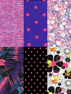 Rosa Druck Fat Quarters Menge 6 Baumwollstoff - Bild 1 von 7