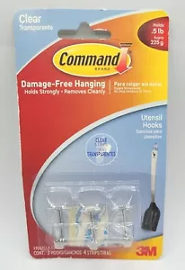 Command Clear Hooks & Strips Plastic/Wire Small 3 Hooks & 4 Strips Holds strong - Picture 1 of 3