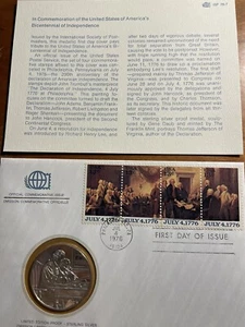 Franklin Mint Int Society  Postmasters Medallic Covers USA Bicentennial - Picture 1 of 4