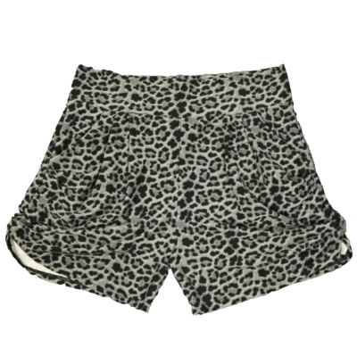 Pleated Leopard Print Soft Stretchy High Rise Pockets Casual Shorts Gray L/XL - Image 1 of 4