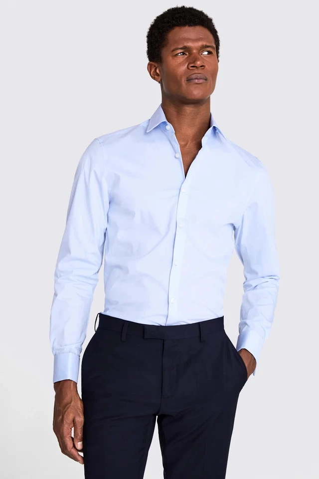 Kirkland Signature Tailored Fit Cotton Non-iron Dress Shirt Blue 2xl 18