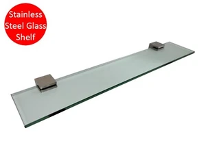GLASS SHELF BATHROOM STAINLESS STEEL 600mm SHOWER NEW DESIGN CLEAR - Picture 1 of 7