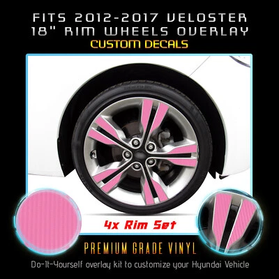 适用于 2012 - 2017 现代 Veloster 18 英寸轮辋 x4 口音贴花哑光碳纤维 — 第 1/4 张图片