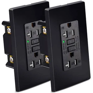 GFCI Outlet 20 Amp Duplex Receptacle Tamper Resistant WR LED Indicator Black × 2 - Bild 1 von 12