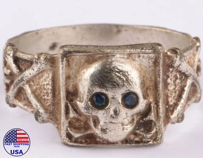 Anillo Primera Guerra Mundial Calavera Huesos Segunda Guerra Mundial Gótico Primera Guerra Mundial Esqueleto Segunda Guerra Mundial Motociclista Gótico Death Punk Banda Foto 1 de 4