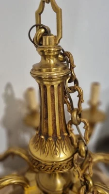 lustre ancien bronze doré  - Photo 1/3