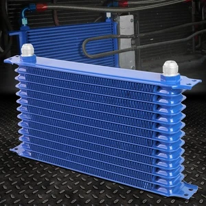 13-ROW 10AN POWDER-COATED ALUMINUM ENGINE/TRANSMISSION RACING OIL COOLER BLUE - Picture 1 of 6
