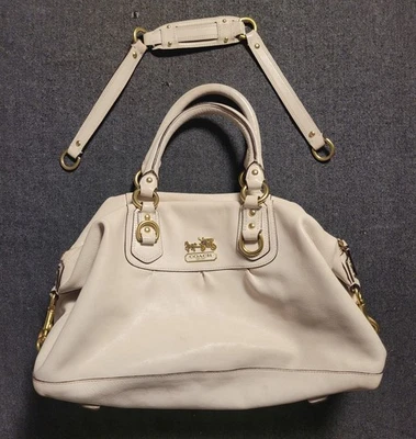 Y2K Coach Madison Sabrina Satchel White Shoulder Top Handle REHAB READ - Image 1 of 4