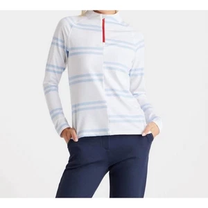 G/FORE G FORE Mujer Offset Rayas 1/4 Cremallera Azul Blanco Talla M - Imagen 1 de 10