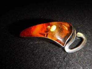 Vintage Modernist Baltischer Bernstein Brosche Anhänger Kombination gemarkt .925 Sterling - Bild 1 von 12