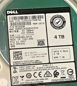 DELL 4TB SATA Enterprise Hard Drive HGST 3.5" HDD Server Desktop Workstation Pc - Afbeelding 1 van 3