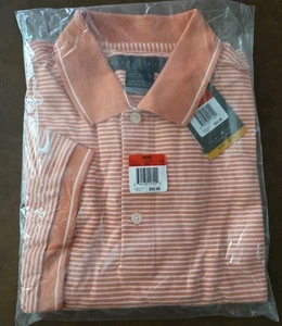 Nike 2002 Dri-Fit Stripped Peach Large Polo NEW - Picture 1 of 3