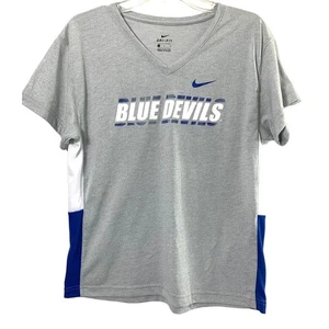 Duke Blue Devils Nike Shirt Womens Large Gray V-Neck Side Panels College eam - Picture 1 of 5