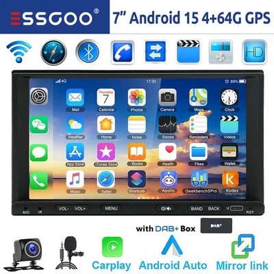 DAB+ 4+64G Android 15 Autoradio Carplay GPS NAVI RDS Bluetooth +Mik Kamera 2 DIN - Bild 1 von 4