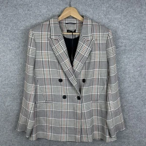 M&S Autograph Pea Coat Womens UK 14 Collared Double Breasted Check Jacket £99RRP - Picture 1 of 15