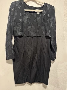 Vestido Sarah Richard’s Petites Negro Con Top Bordado Manga Larga 12 Brujas - Imagen 1 de 7