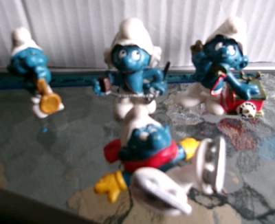 Smurfs Schleich Peyo 1978-1980 фигурки лот из 4 Гонконг винтажный - Изображение 1 из 4