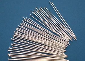 NIETSTIFTE 100 Stück Farbe silber 50mm Kopfstifte Schmuckzubehör basteln #S044 - Bild 1 von 1