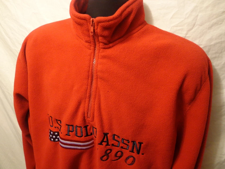 US Polo Assn 1/2 zip Mens sweater Red Fleece size M 100% Polyester - Image 1 of 1