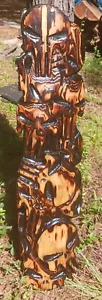 Chainsaw Carving Punisher Skull 42x10" Large Wall Hanger Skulls Demon Dark Art - Picture 1 of 18