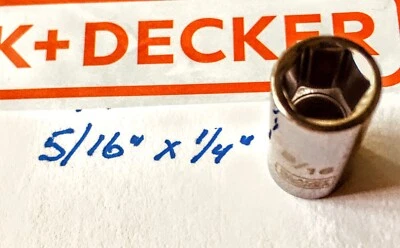 Black & Decker  5/16" x 1/4"  Dr Standard Socket 6 Point Free USA Shipping - Image 1 of 3