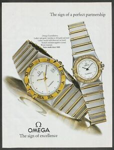 OMEGA CONSTELLATION. Ladies and Gents Partnership - 1992 Vintage Print Ad