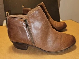 Lucky Brand Basel Brown Leather Double Zip Ankle Boots Women Sz 11 W Wide EUR 43 - Picture 1 of 9