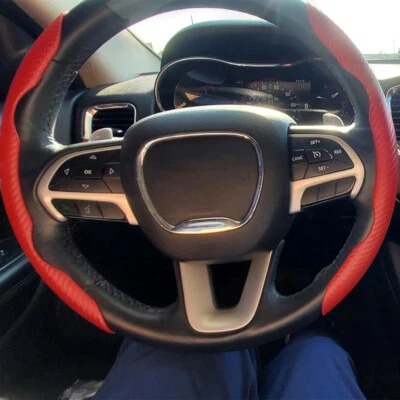 For Dodge Durango SRT RT 15" Red Carbon Fiber Car Steering Wheel Booster Cover - Image 1 of 4