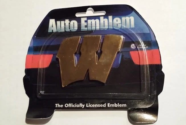 WISCONSIN BADGERS emblema de coche tono dorado calcomanía camión SUV grande 10 nuevo  Foto 1 de 1