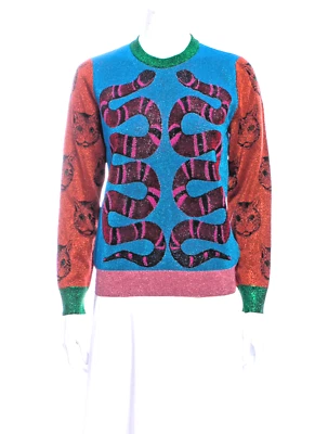 GUCCI Suéter Metálico Caras de Gato y Serpientes Metálico S Foto 1 de 4