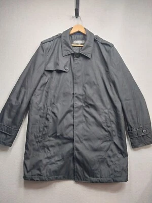 Kenneth Cole Rain Water Repellent Jacket Mens XL Black Hidden Button Up Lined  - Image 1 of 4