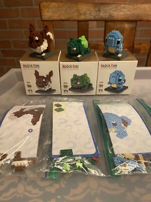 Loz Mini Building Blocks Pokemon Eevee 9141 Bulbasaur 9139 Squirtle 9140 & Ball - Image 1 of 4