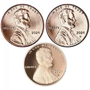 Centavo escudo Lincoln 2024 P, D, S - Juego de 3 monedas - Imagen 1 de 1