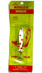 The Original Mooselook Wobbler Junior 1/6oz White Red Dot Spinning Trolling Lure - Picture 1 of 21