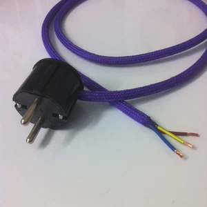 Lampenkabel Textilkabel-Zuleitung Stoffkabel lila 3x0,75 Schuko-Stecker 1,15m - Bild 1 von 4